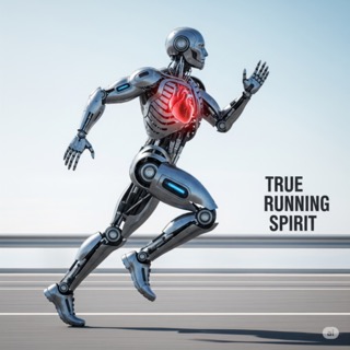 Image of running machine with a human heart.